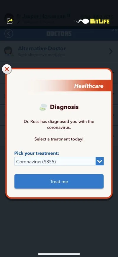 bitlife coronavirus