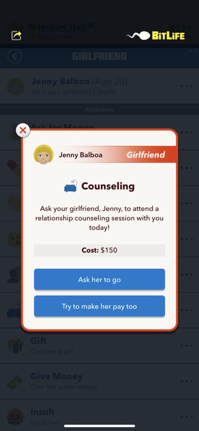 bitlife relationship counselling