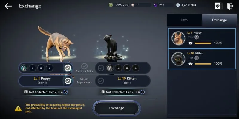how to exchange pets in black desert mobile