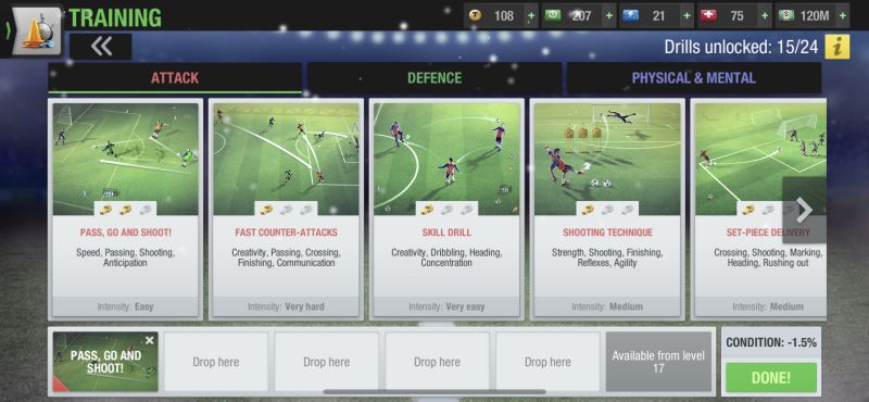 top eleven 2020 training session