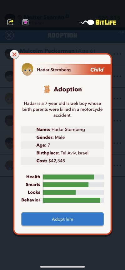 how to adopt a child with different nationality in bitlife
