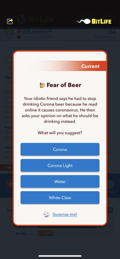 bitlife fear of beer
