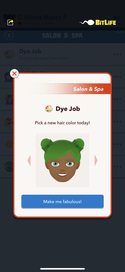 how to change hair color in bitlife
