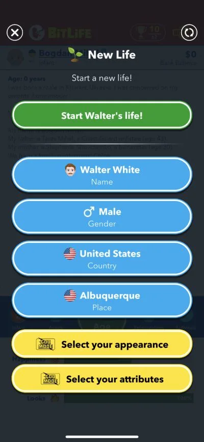 bitlife new life customization options