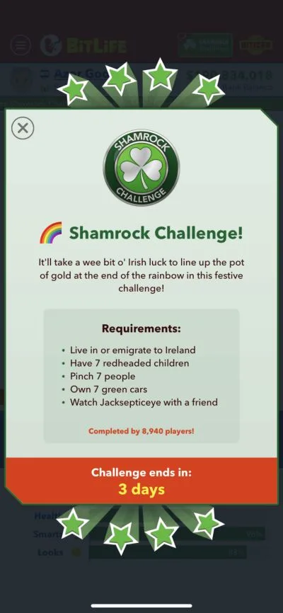 bitlife shamrock challenge requirements