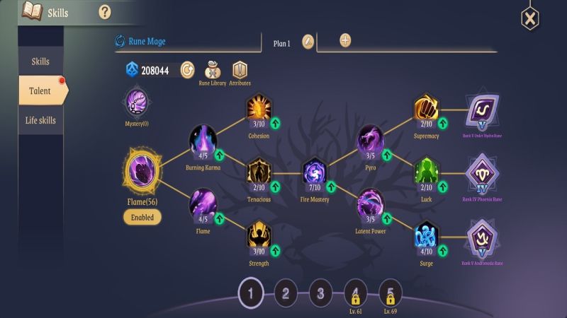 light of thel rune mage flame talents