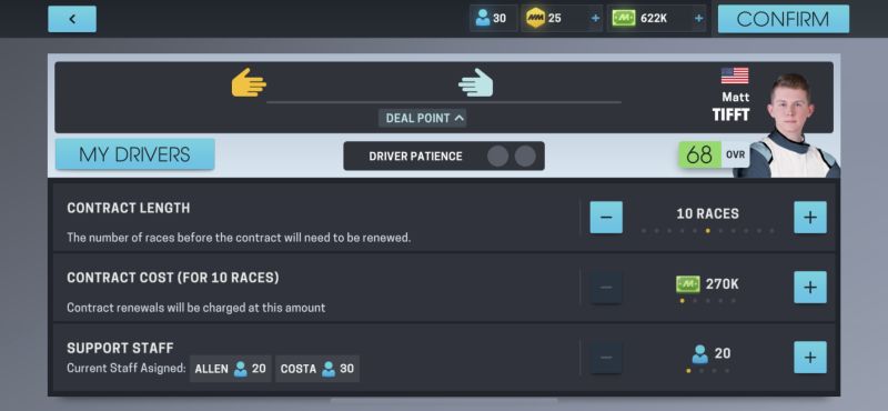 how to negotiate with drivers in motorsport manager online