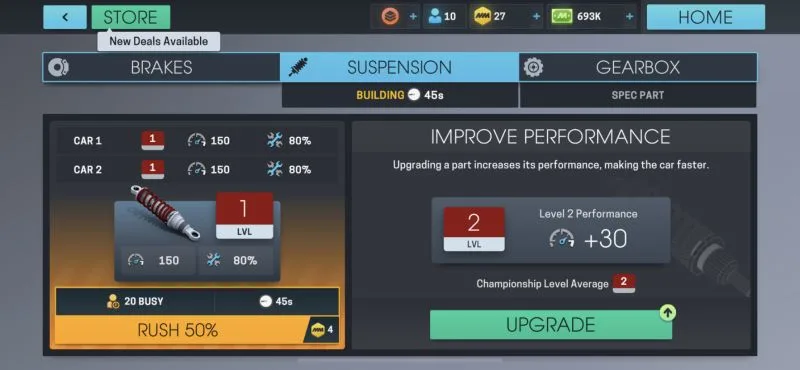 how to upgrade spare parts in motorsport manager online