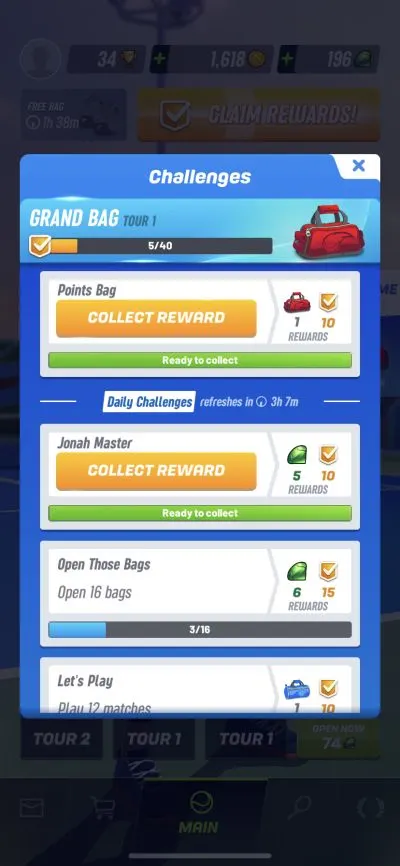 tennis clash challenges