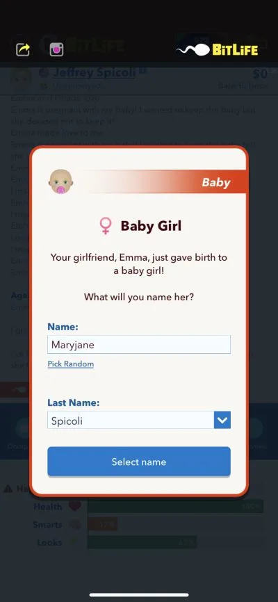 bitlife baby girl maryjane