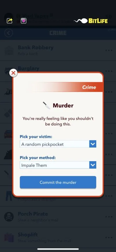 bitlife murder