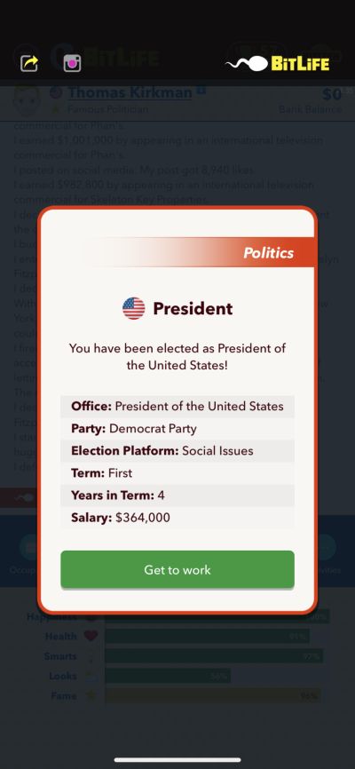 how to become president in bitlife