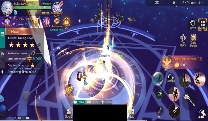 how to use the exp land in eternal sword m