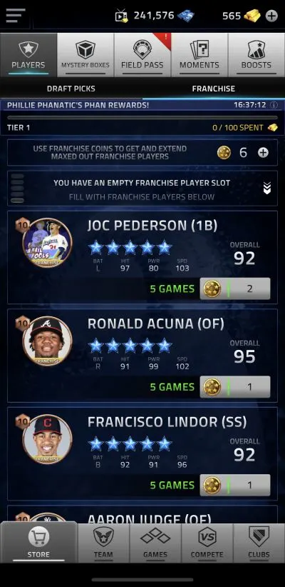 mlb tap sports baseball 2020 franchise player