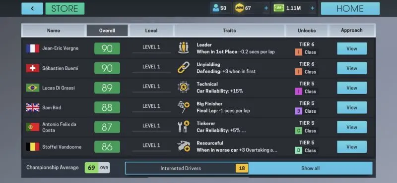 motorsport manager online driver traits