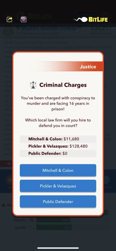 bitlife criminal charges