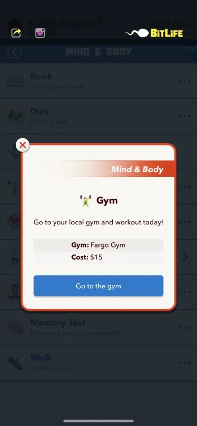 bitlife gym workout