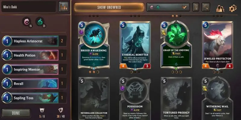 how to build a custom deck in legends of runeterra