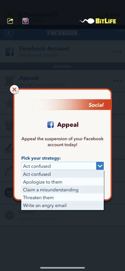 how to avoid social media account suspension in bitlife