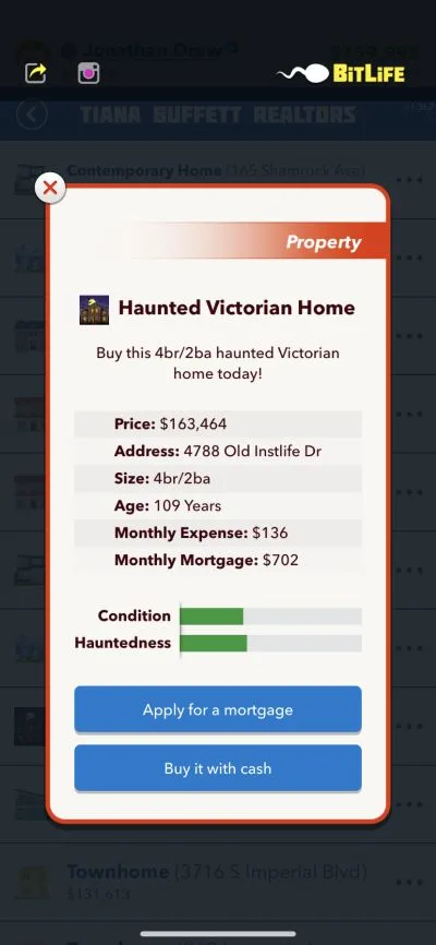 haunted home in bitlife