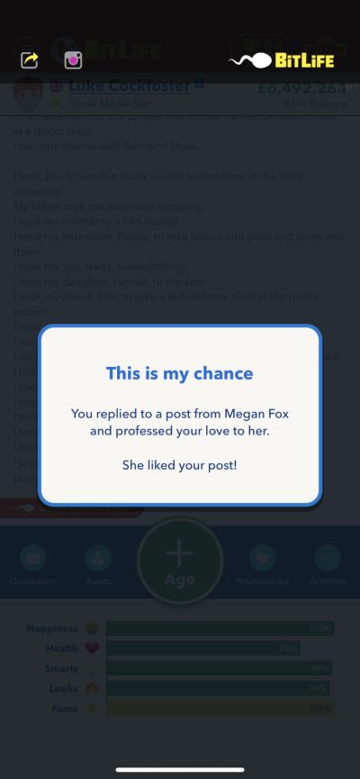 how to reply to celebrities in bitlife