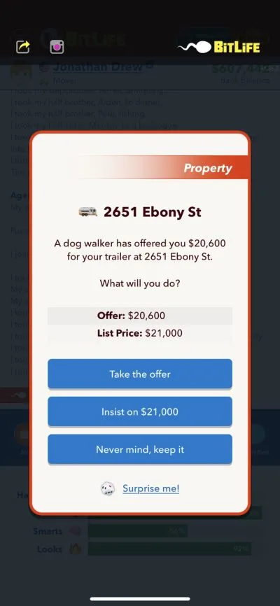 trailer offer in bitlife