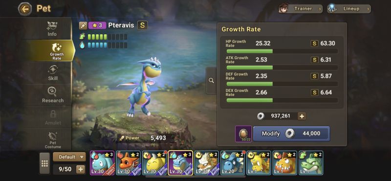 how to change pet growth rate in stoneage world