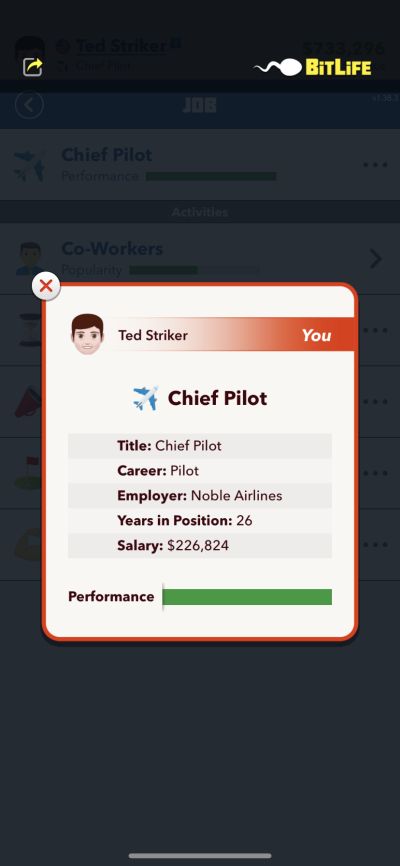 how to become a chief pilot in bitlife