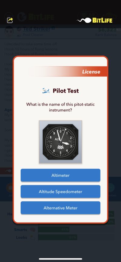 pilot test in bitlife