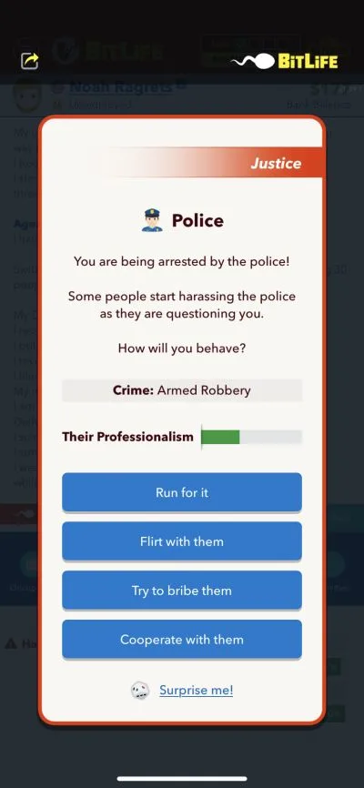 police arrest in bitlife