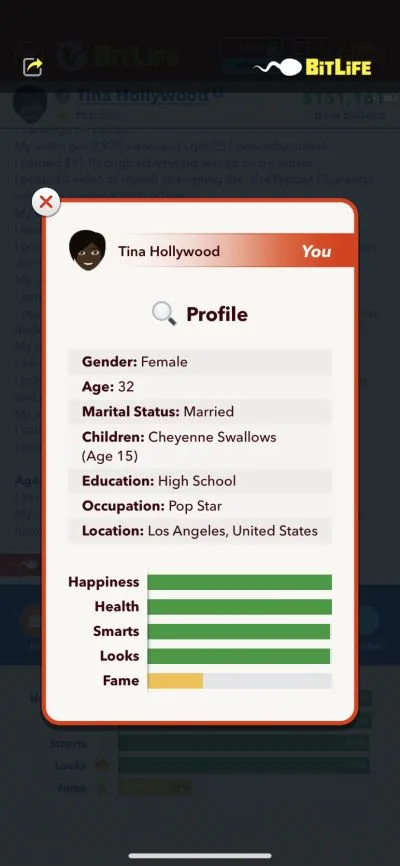 pop star job in bitlife