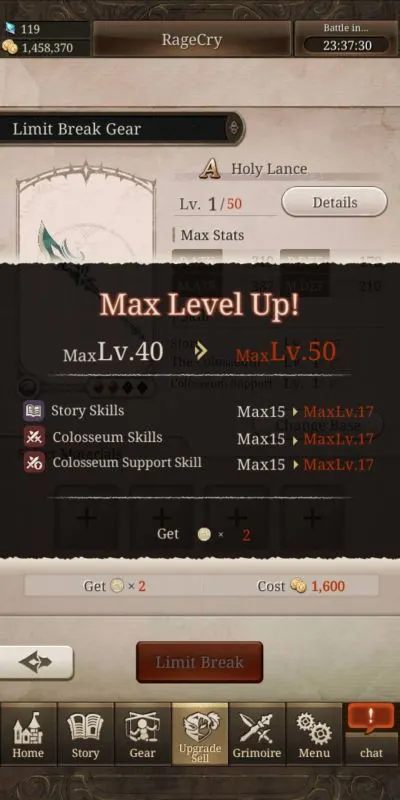 how to upgrade gear in sinoalice
