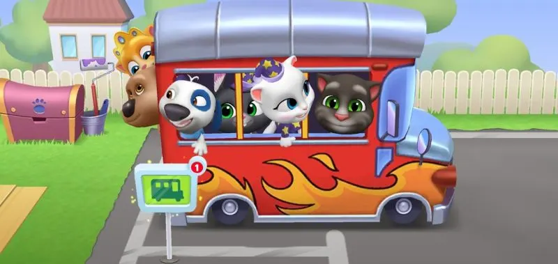 my talking tom friends bus trip