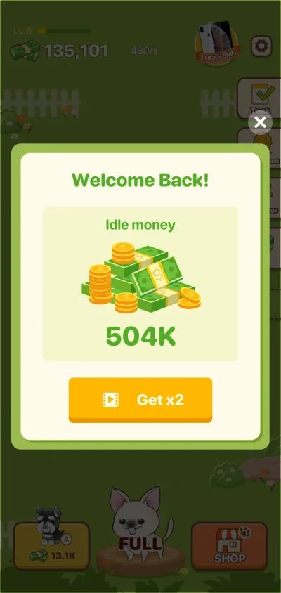 how to earn idle money in puppy town