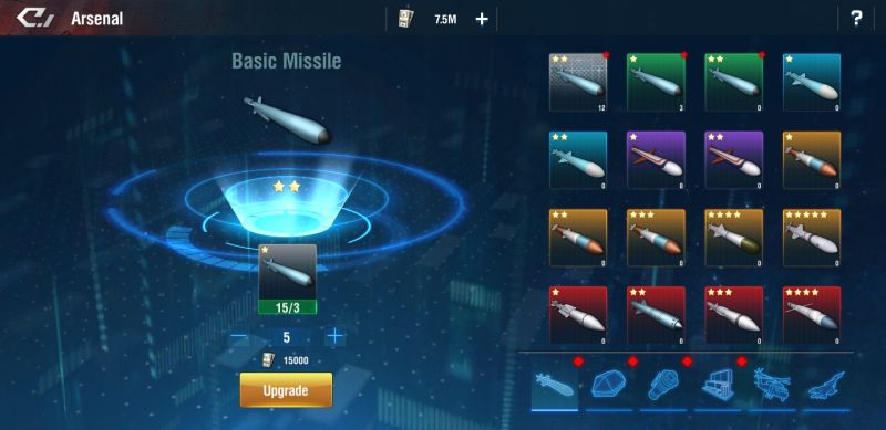 missile arsenal in warship legend