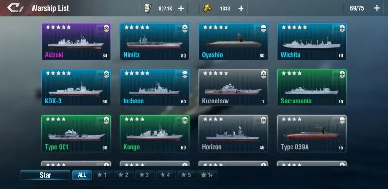 list of warships in warship legend
