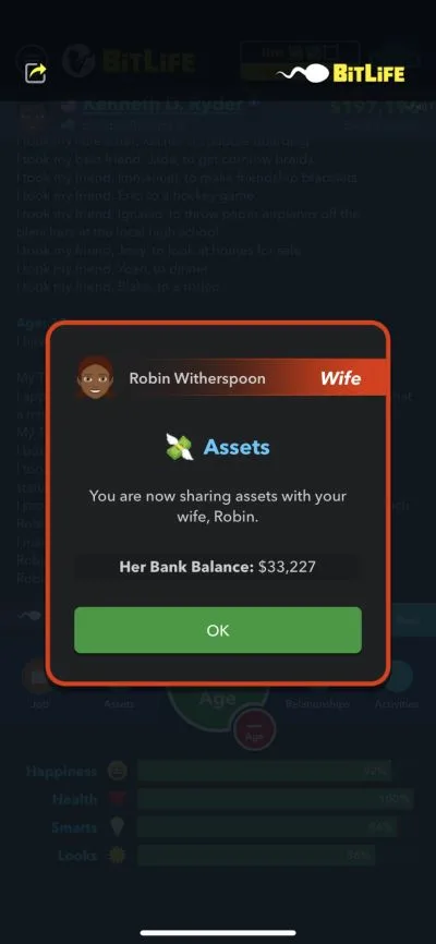sharing assets with wife in bitlife