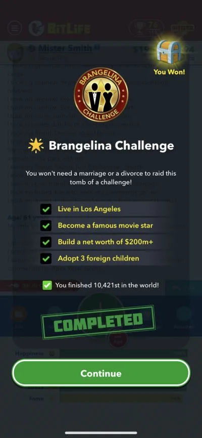 bitlife brangelina challenge requirements