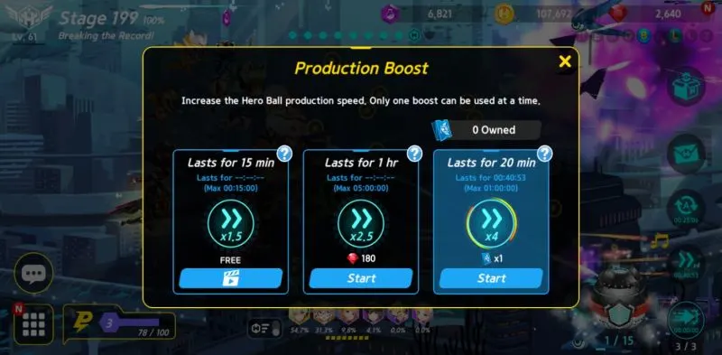 hero ball z production boost