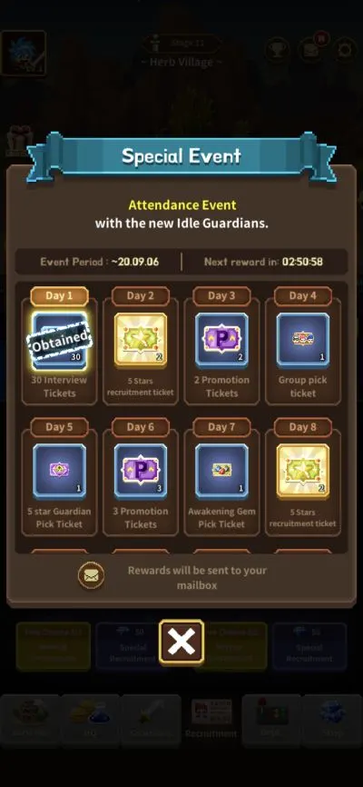 idle guardians special event