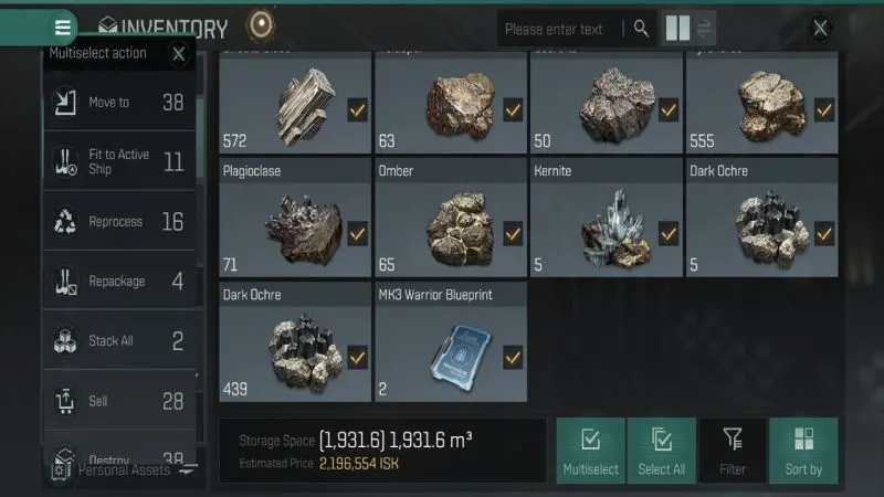 eve echoes inventory and stacking