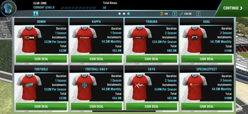 soccer manager 2021 sponsorsghip deal