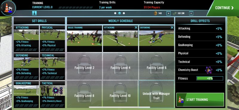 soccer manager 2021 training