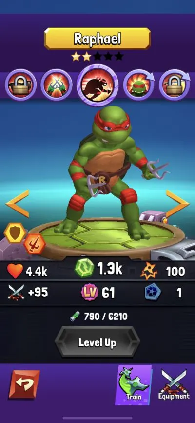 how to level up heroes in tmnt mutant madness