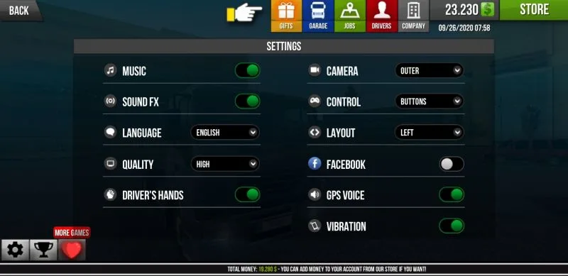 truck simulator 2018 europe settings