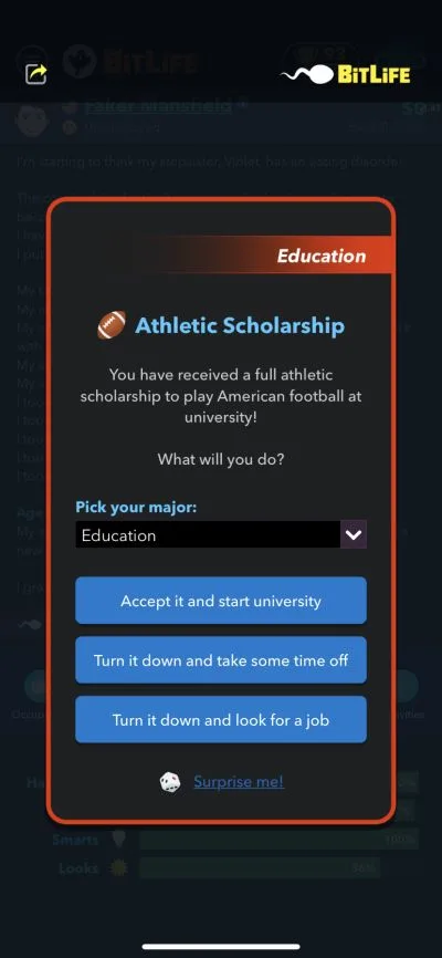 how to get an athletic scholarship in bitlife