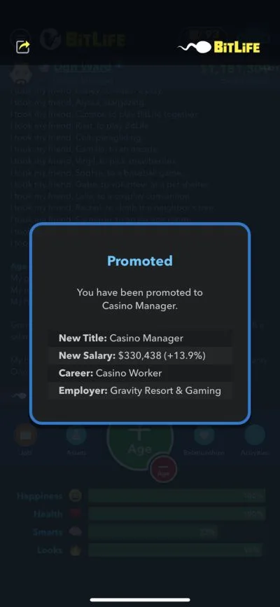 bitlife casino manager job