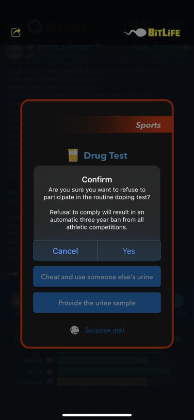 bitlife drug test