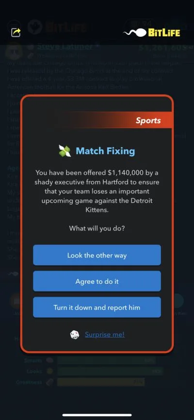 how to do match fixing in bitlife