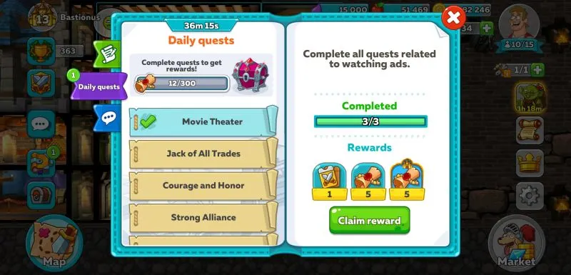 hustle castle daily quests
